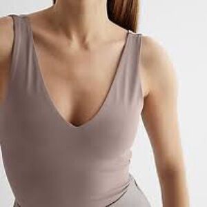 Abercrombie & Fitch Tan Asymmetrical Sleeveless Bodysuit